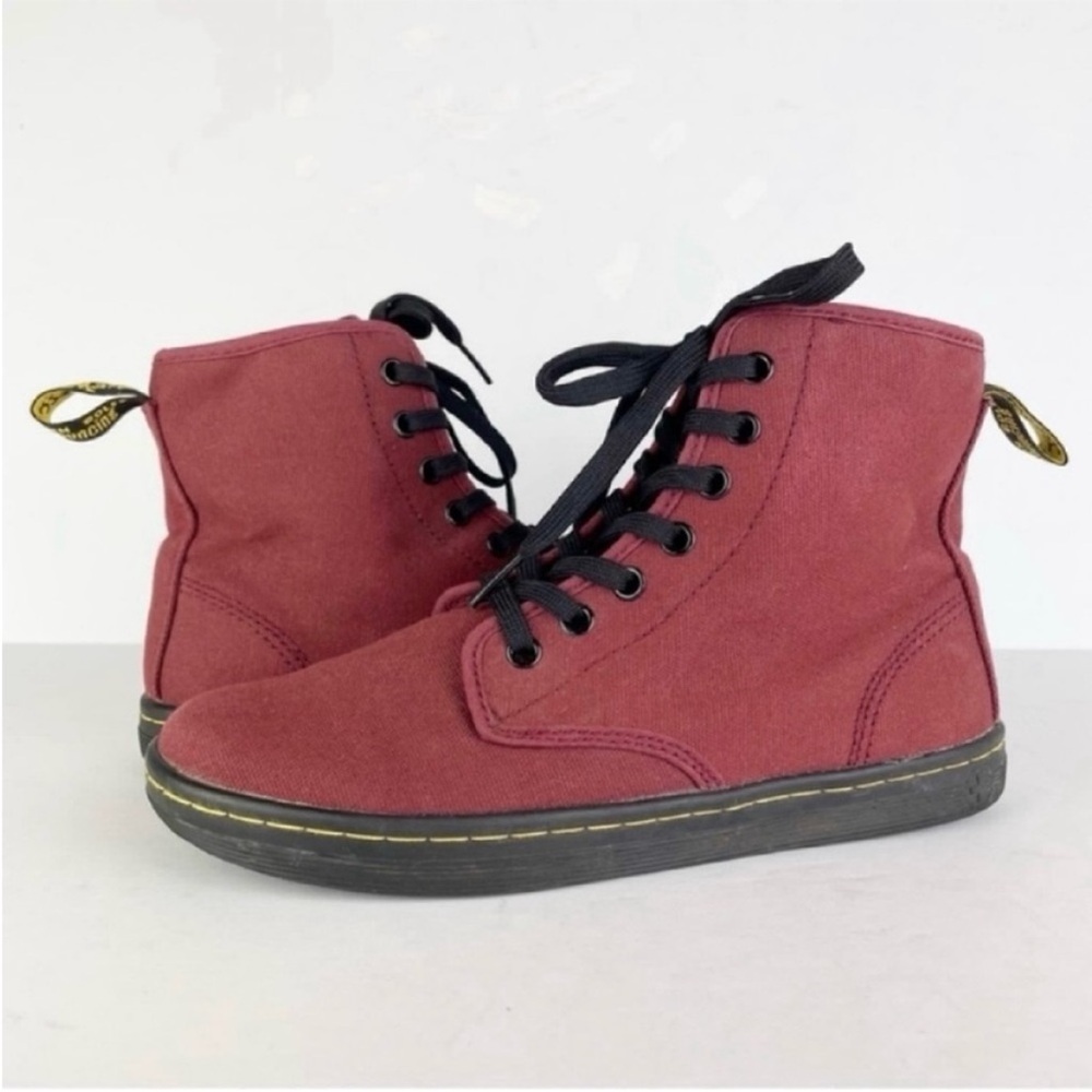 Dr. Doc Martens Shoreditch Red Cherry Canvas High Top Sneakers Ankle Booties EUC